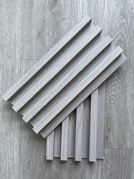 light grey slat wood wall panels