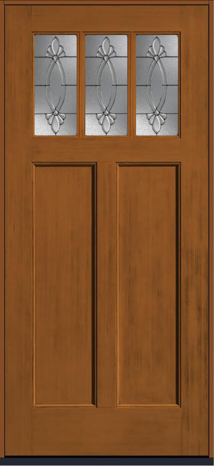 craftsman 3 panel glass fir grain exterior door