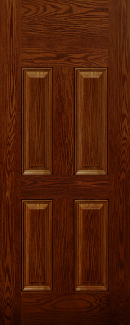 four panel raised oak grain exterior door