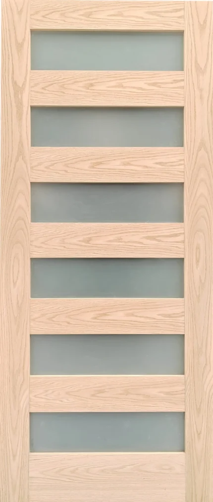 red oak shaker interior door with glass